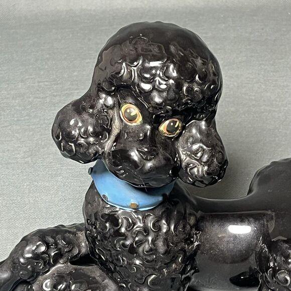Vintage Large Black Poodle Ceramic Atlantic Mold Pottery Dog Figure-Retro-MCM - Picture 11 of 16